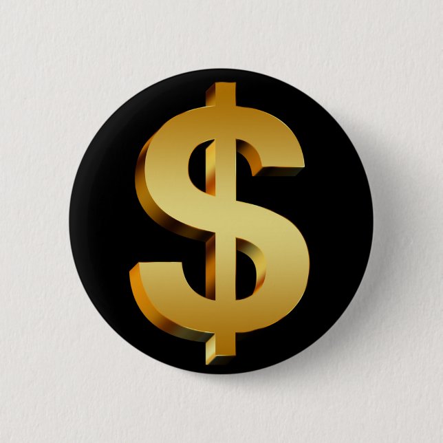 Badge Rond 5 Cm Symbole du dollar d'argent (Devant)
