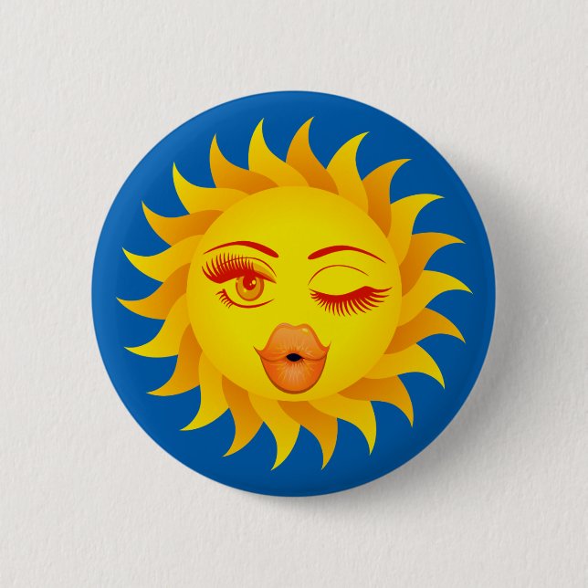 Badge Rond 5 Cm Symbole du soleil - Soleil baisé (Devant)