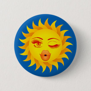 Badge Rond 5 Cm Symbole du soleil - Soleil baisé