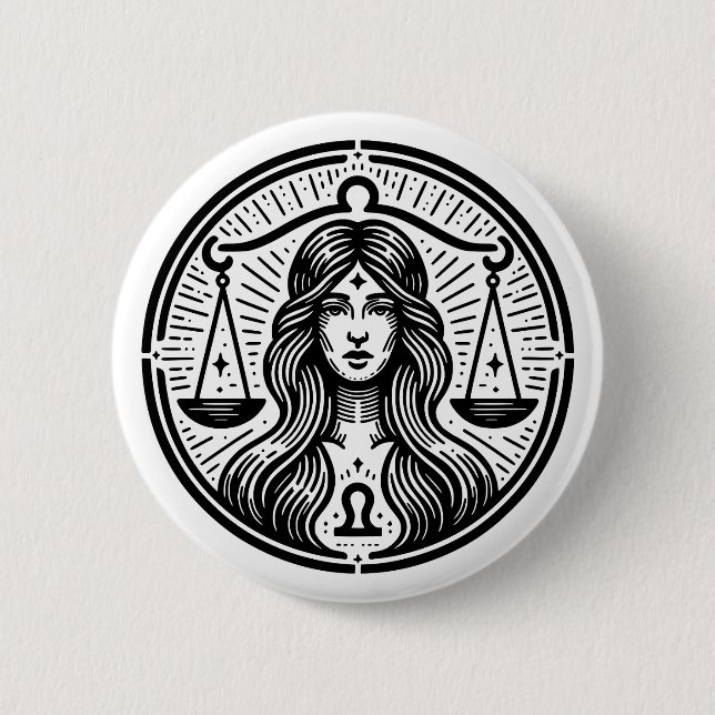 Badge Rond 5 Cm Symbole Horoscope de la balance (Devant)