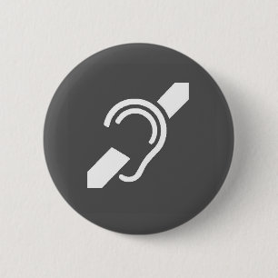 Badge Rond 5 Cm Symbole international pour le sourd