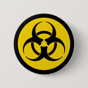 Badge Rond 5 Cm Symbole jaune de Biohazard