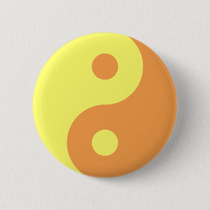 Badge Rond 5 Cm Symbole jaune de Yin Yang