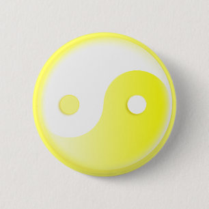 Badge Rond 5 Cm Symbole jaune rougeoyant de Yin/Yang