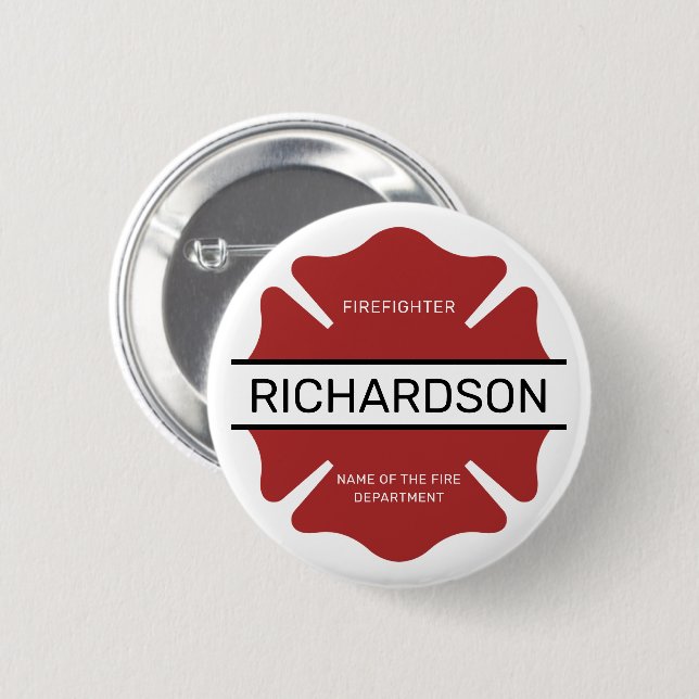 Badge Rond 5 Cm Symbole logo rouge du pompier personnalisé (Devant & derrière)
