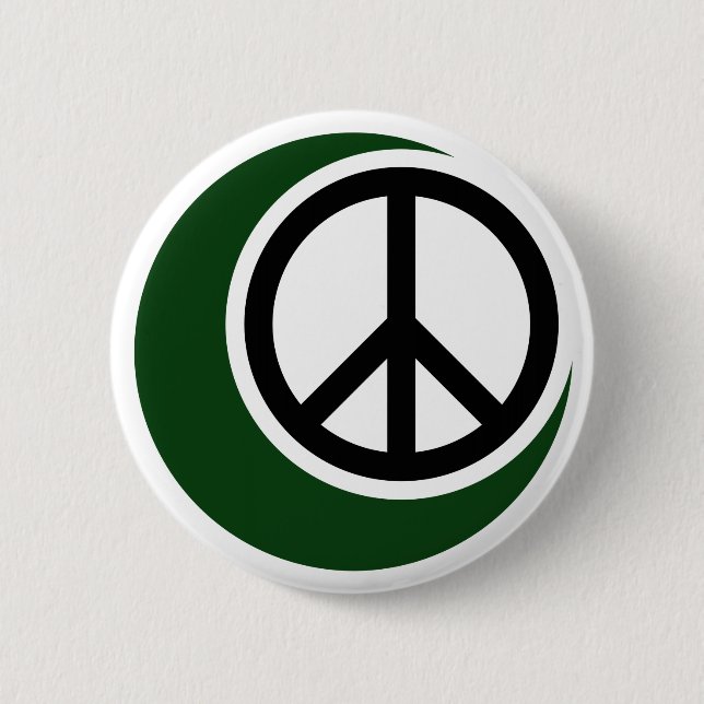 Badge Rond 5 Cm Symbole musulman islamique avec le signe de paix (Devant)