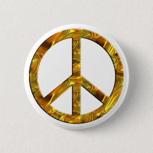 Badge Rond 5 Cm Symbole PAIX - OR