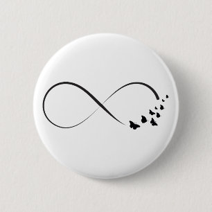 Badge Rond 5 Cm Symbole papillon infini