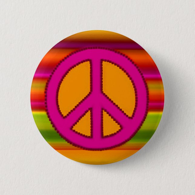 Badge Rond 5 Cm SYMBOLE Pink Orange Fractal & Peace (Devant)