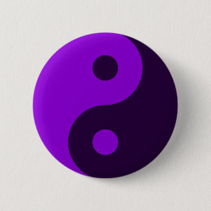 Badge Rond 5 Cm Symbole pourpre de Yin Yang