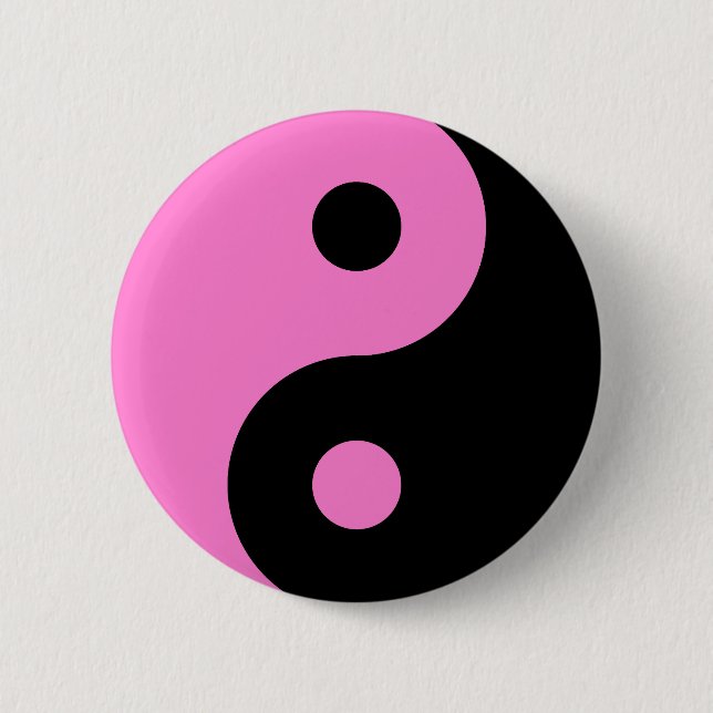 Badge Rond 5 Cm Symbole rose de Yin Yang (Devant)