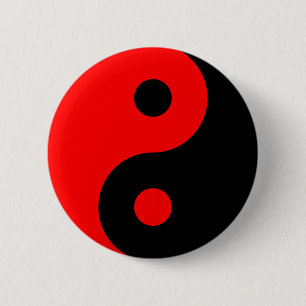 Badge Rond 5 Cm Symbole rouge de Yin Yang