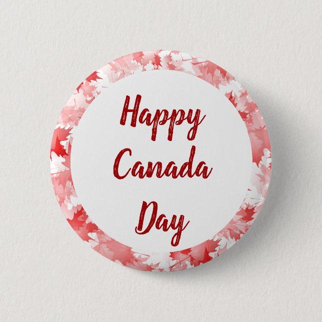 Badge Rond 5 Cm Symbole Rouge Feuille d'érable Canada Emblème logo (Devant)