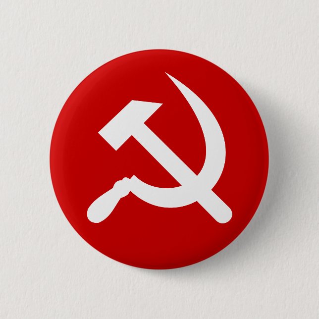 Badge Rond 5 Cm Symbole russe communiste de marteau et de faucille (Devant)