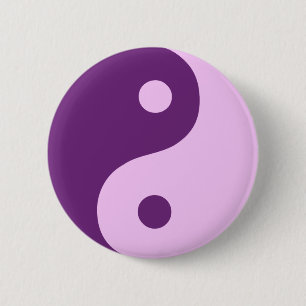 Badge Rond 5 Cm Symbole taoïste de Yin Yang violet