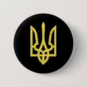 Badge Rond 5 Cm Symbole trident ukrainien - L'Ukraine soutient Pat