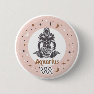 Badge Rond 5 Cm SYMBOLE Zodiaque Aquarius