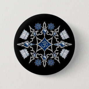 Badge Rond 5 Cm Symboles bouddhistes tribaux