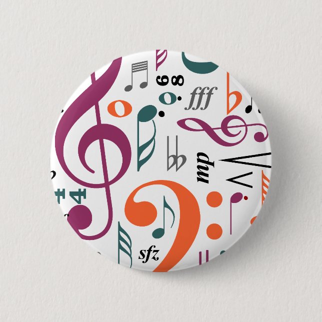 Badge Rond 5 Cm Symboles de la musique (Devant)