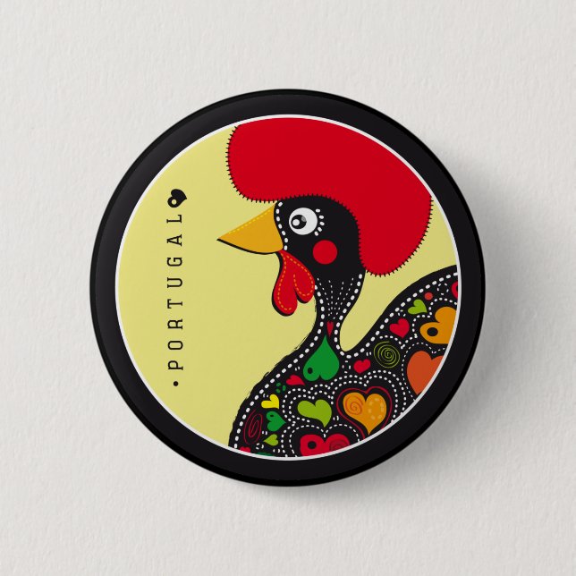 Badge Rond 5 Cm Symboles du Portugal - coq (Devant)