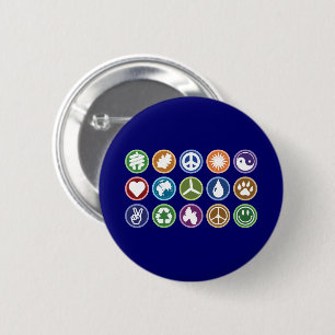Badge Rond 5 Cm Symboles paix / éco