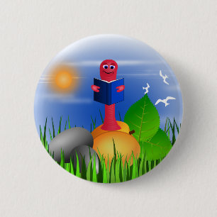 Badge Rond 5 Cm Sympathique Colorful Cute Bookworm Book Worm Round