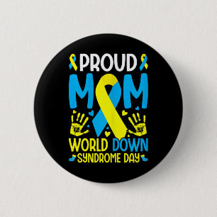 Badge Rond 5 Cm Syndrome de Down Maman Ruban World Syndrome de Dow