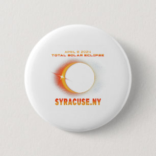 Badge Rond 5 Cm Syracuse New York Total Solaire Eclipse 2024 1