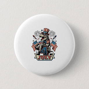 Badge Rond 5 Cm T-Rex patriotique conception de chemise vintage 4