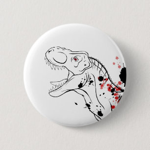Badge Rond 5 Cm T-Rex (rouge et noir)