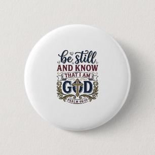 Badge Rond 5 Cm T-shirt « Be Still And Know Christian Psalm 460 »