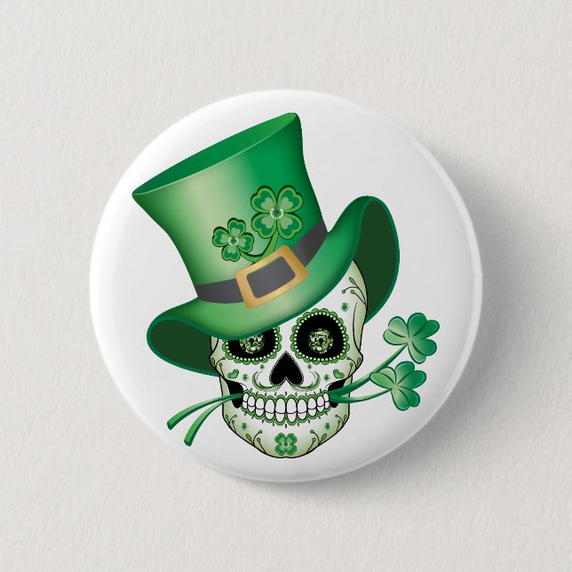 Badge Rond 5 Cm T-shirt crâne à sucre irlandais (Devant)