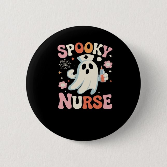 Badge Rond 5 Cm T-shirt éffrayant classique infirmière_1 (Devant)