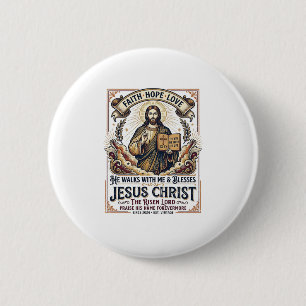 Badge Rond 5 Cm T-Shirt Jésus Surfant Foi Inspirante