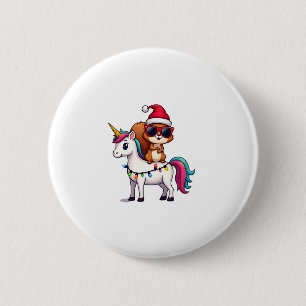 Badge Rond 5 Cm T-Shirt Squirrel à cheval sur une licorne avec gui