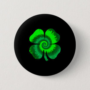 Badge Rond 5 Cm T-shirt Tie-Dye Trèfle à Quatre Feuilles Chanceux 