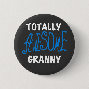 Badge Rond 5 Cm T-shirts bleu et cadeaux de mamie totalement