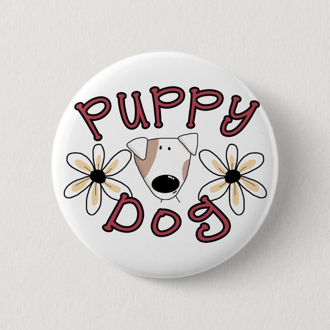 Badge Rond 5 Cm T-shirts et cadeaux de chiot de fleurs (Devant)