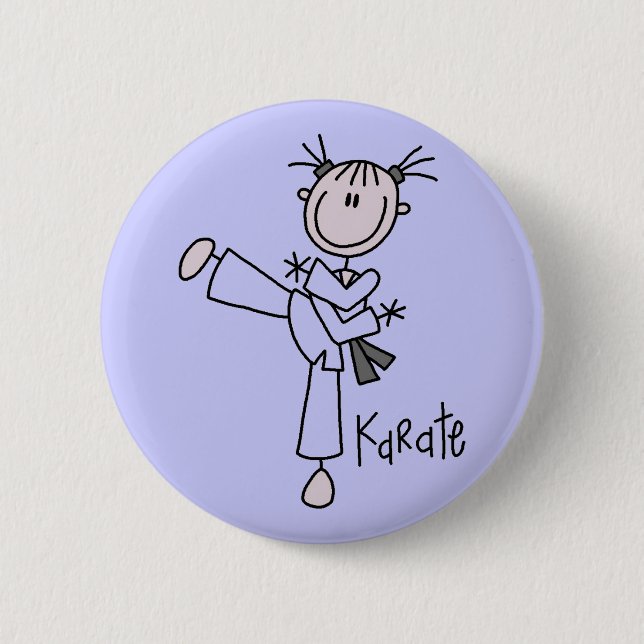 Badge Rond 5 Cm T-shirts et cadeaux de fille de karaté (Devant)