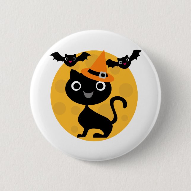Badge Rond 5 Cm T-shirts et cadeaux Halloween Chats et chauves-sou (Devant)