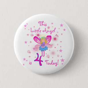 Badge Rond 5 Cm T-shirts et cadeaux Little Angel 4th Birthday