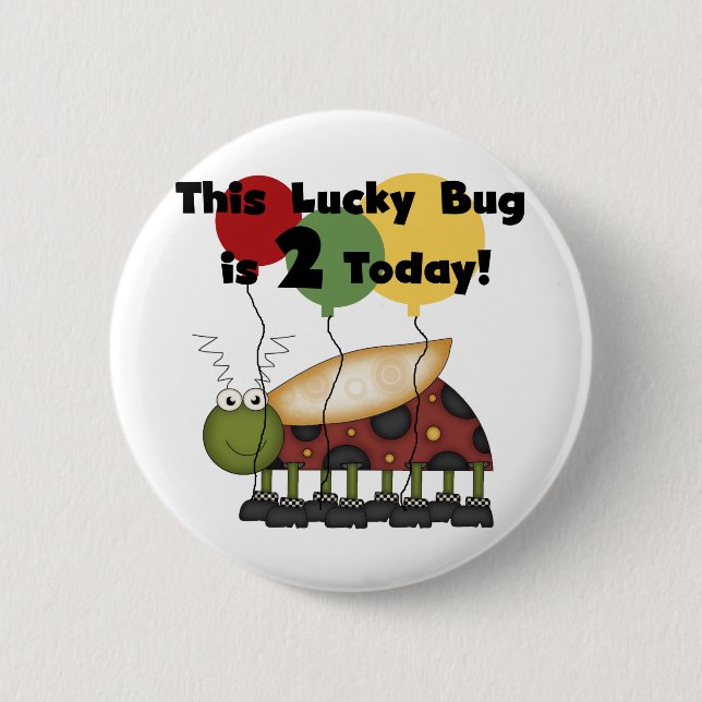 Badge Rond 5 Cm T-shirts et cadeaux Lucky Bug 2e anniversaire (Devant)