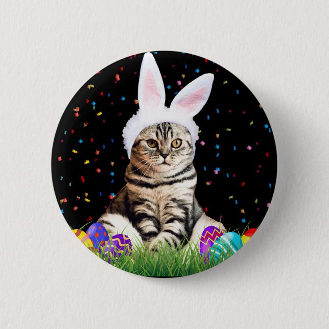 Badge Rond 5 Cm Tabby de Pâques (Devant)