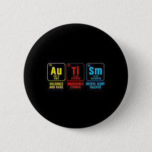 Badge Rond 5 Cm Tableau périodique des éléments de l'autisme Sensi