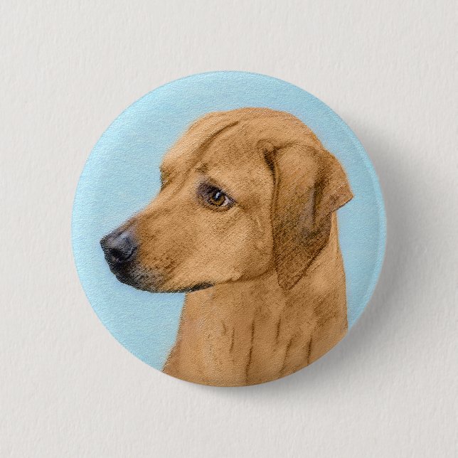 Badge Rond 5 Cm Tableau Rhodesian Ridgeback - Art Chien original (Devant)