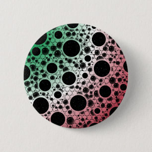 Badge Rond 5 Cm Taches de bulle spatiale - Vert/Blanc/Rouge