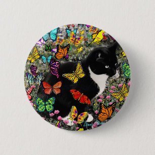 Badge Rond 5 Cm Taches de rousseur dans les papillons - smoking