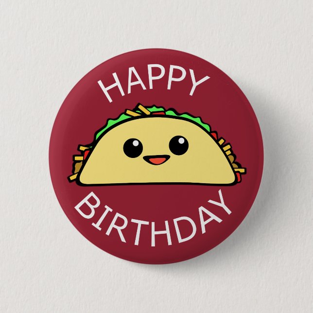 Badge Rond 5 Cm Taco mignon de joyeux anniversaire (Devant)