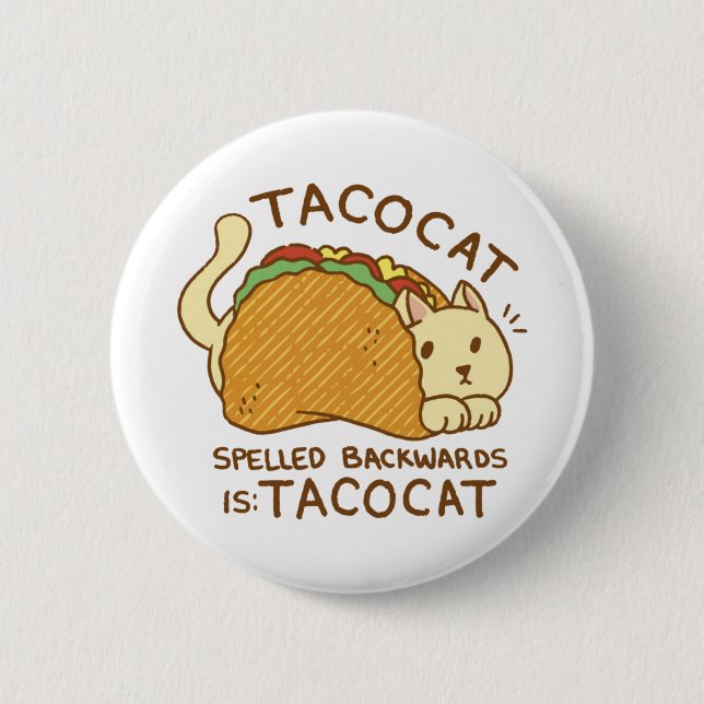 BADGE ROND 5 CM TACOCAT ANIMAL EN TACO CARTOON (Devant)