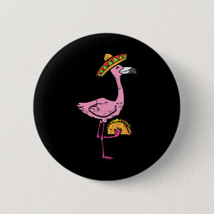 Badge Rond 5 Cm Tacos de flamant rose mexicain Mignon Cinco De May